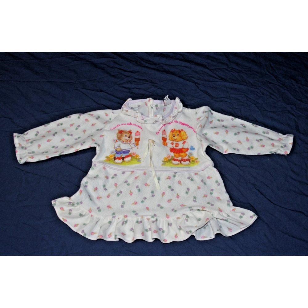 Vtg 80s Baby Girl Get-Along Gang Nightgown Ice Cream AOP VGUC 3T TCFC